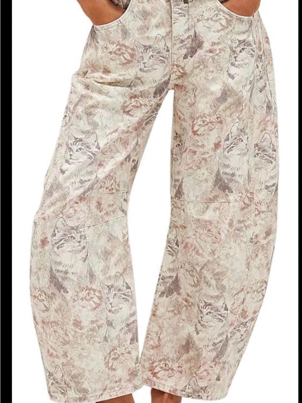 Free people good luck barrel jeans -cat print